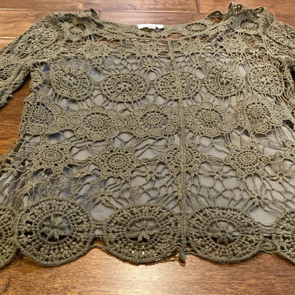 Y2K Vintage Sage Green Crochet Top - Picture 3 of 6